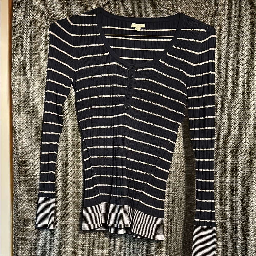 Striped Long Sleeve Ribbed Top